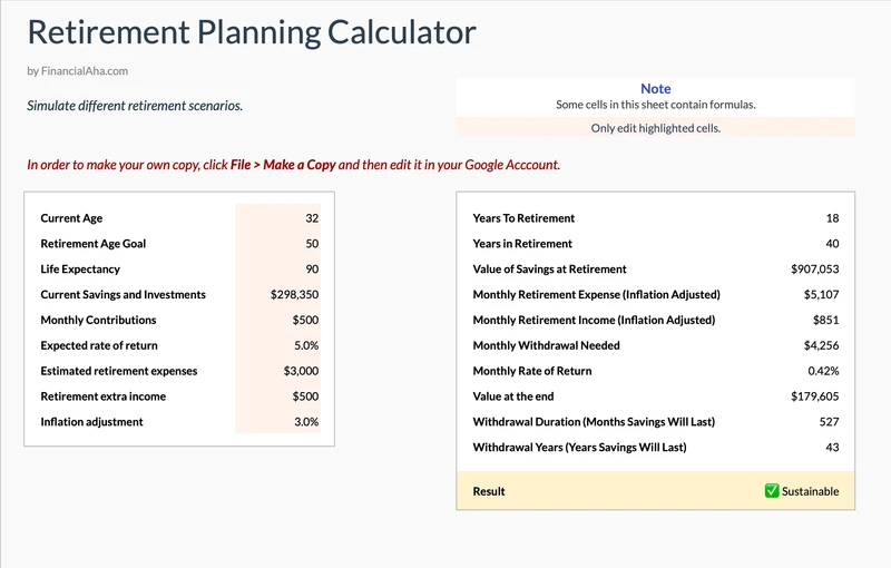 Simple Retirement Calculator