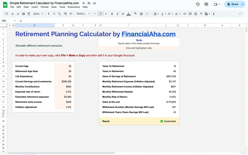 Simple Retirement Calculator