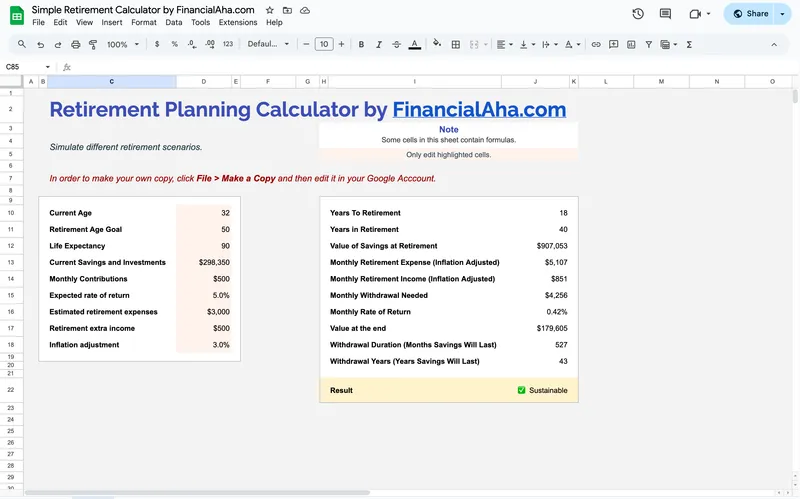 Simple Retirement Calculator