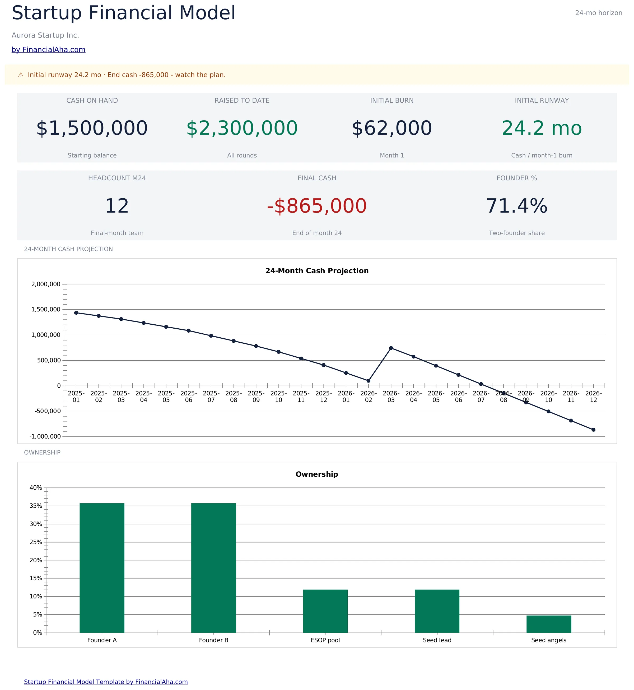 Startup Financial Model Template Preview