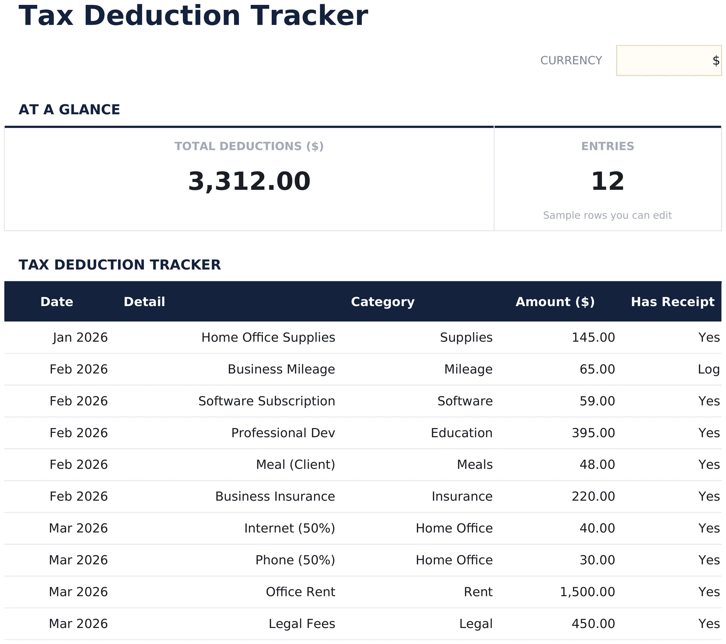 Tax Deduction Tracker preview