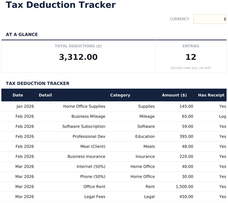 Tax Deduction Tracker