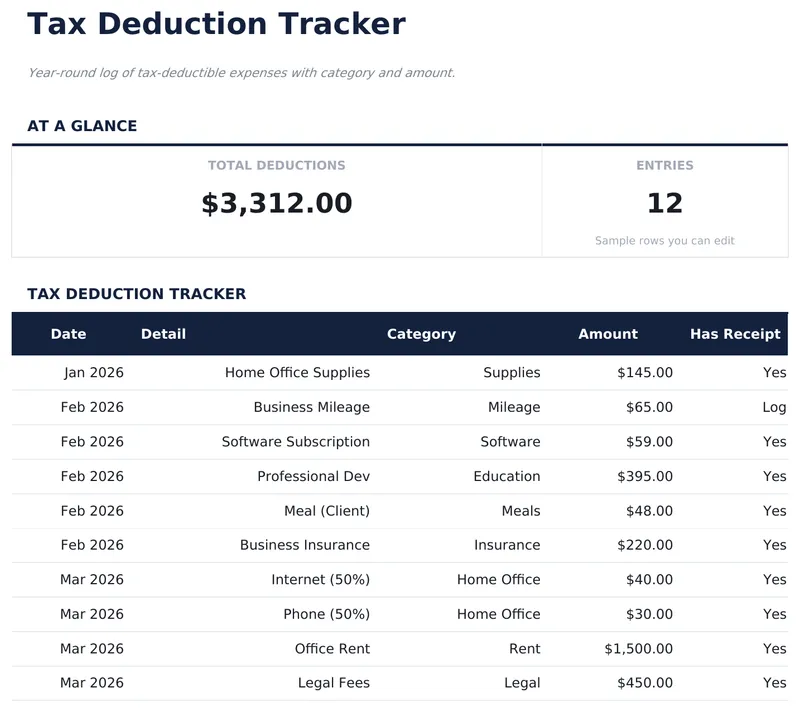 Tax Deduction Tracker