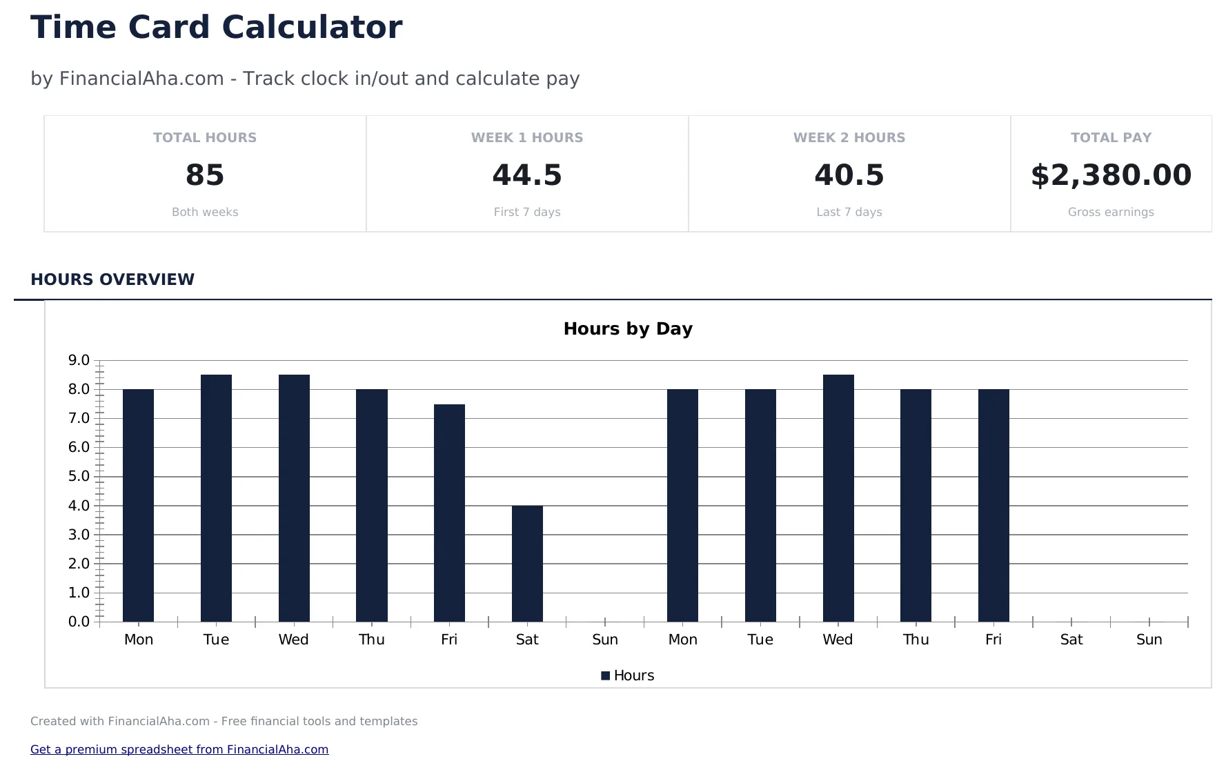 Time Card Calculator preview