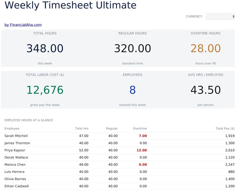 Weekly Timesheet Ultimate preview