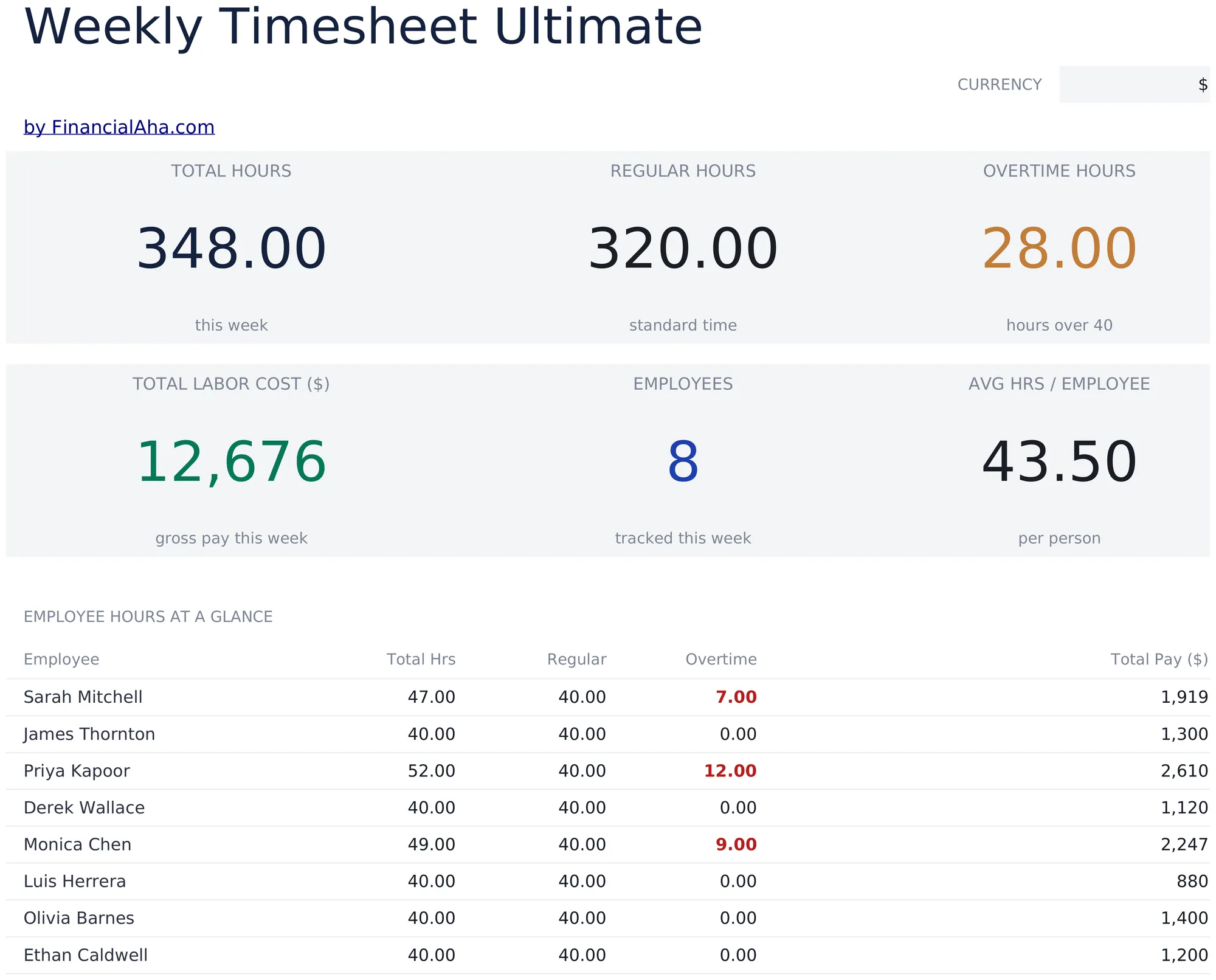 Weekly Timesheet Ultimate preview
