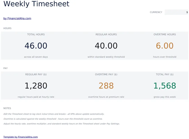 Timesheet - Weekly preview