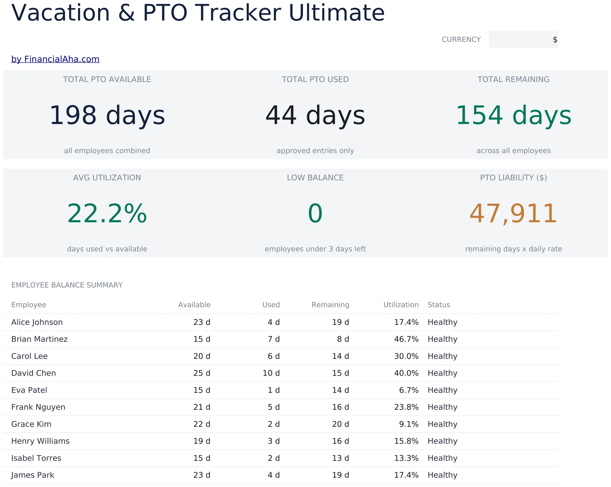 Vacation and PTO Tracker Ultimate preview