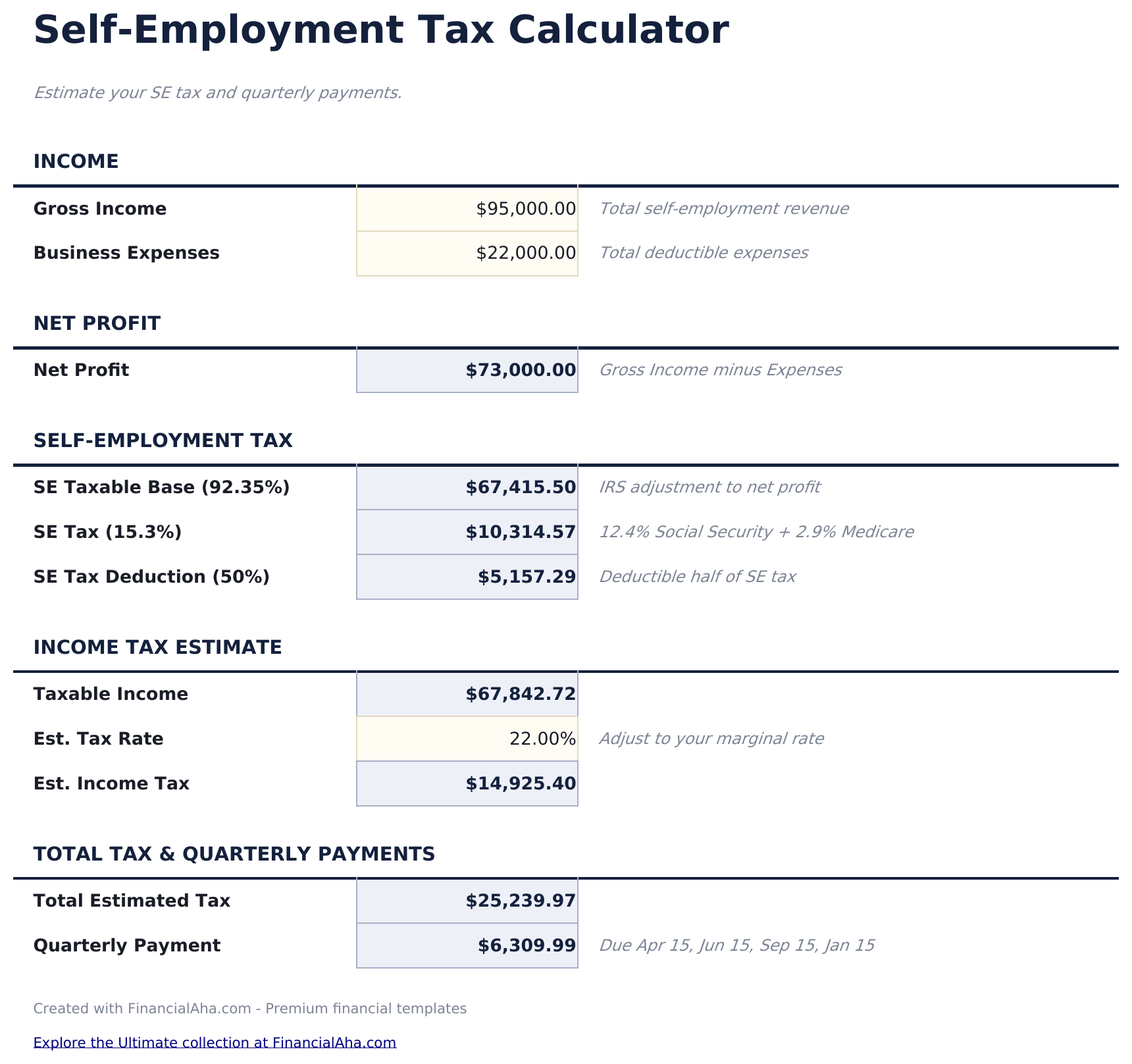 Self-Employment Tax Calculator - Calculator
