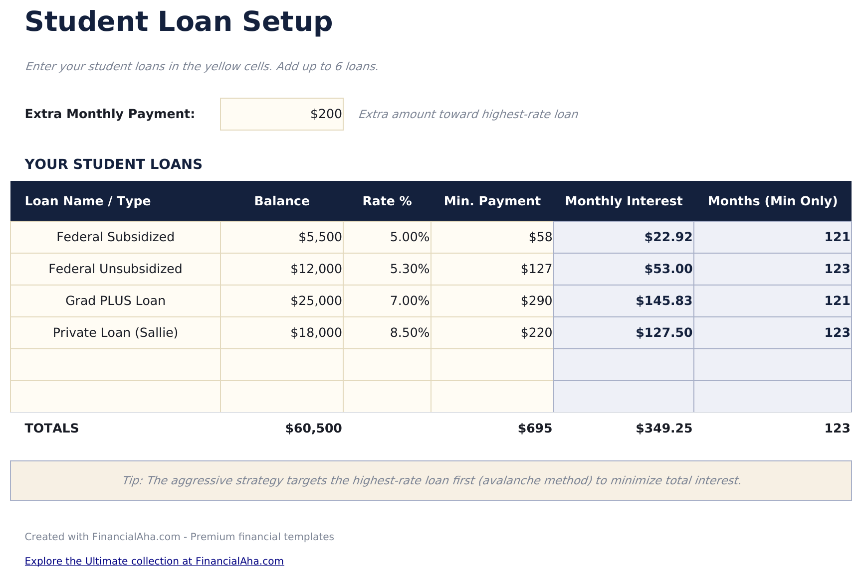 Student Loan Payoff - Loan Setup