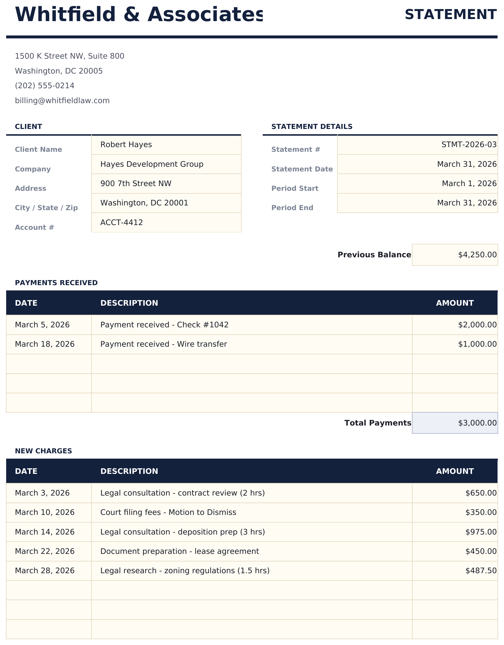 Billing Statement - Statement