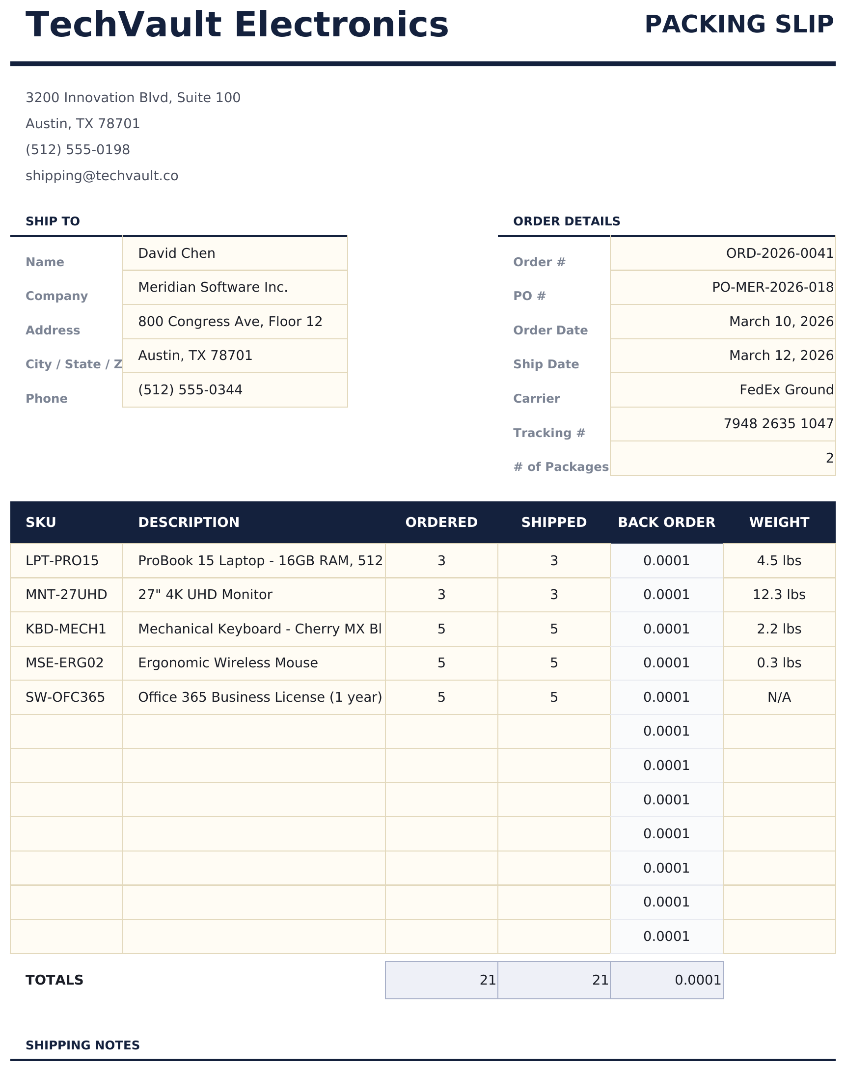Packing Slip - Packing Slip