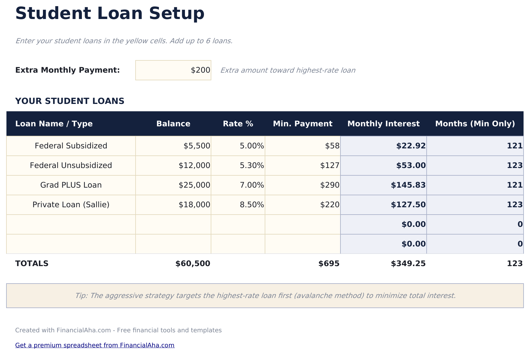 Student Loan Payoff - Loan Setup