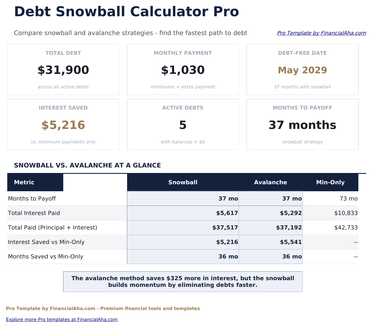 Debt Snowball Pro - Dashboard