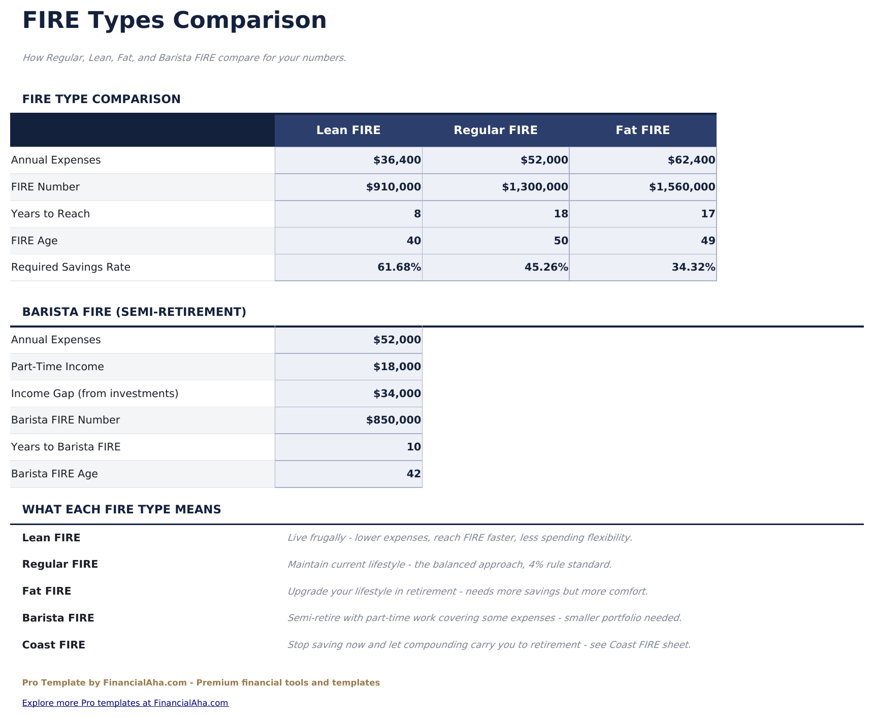 FIRE Calculator Pro - Fire Types