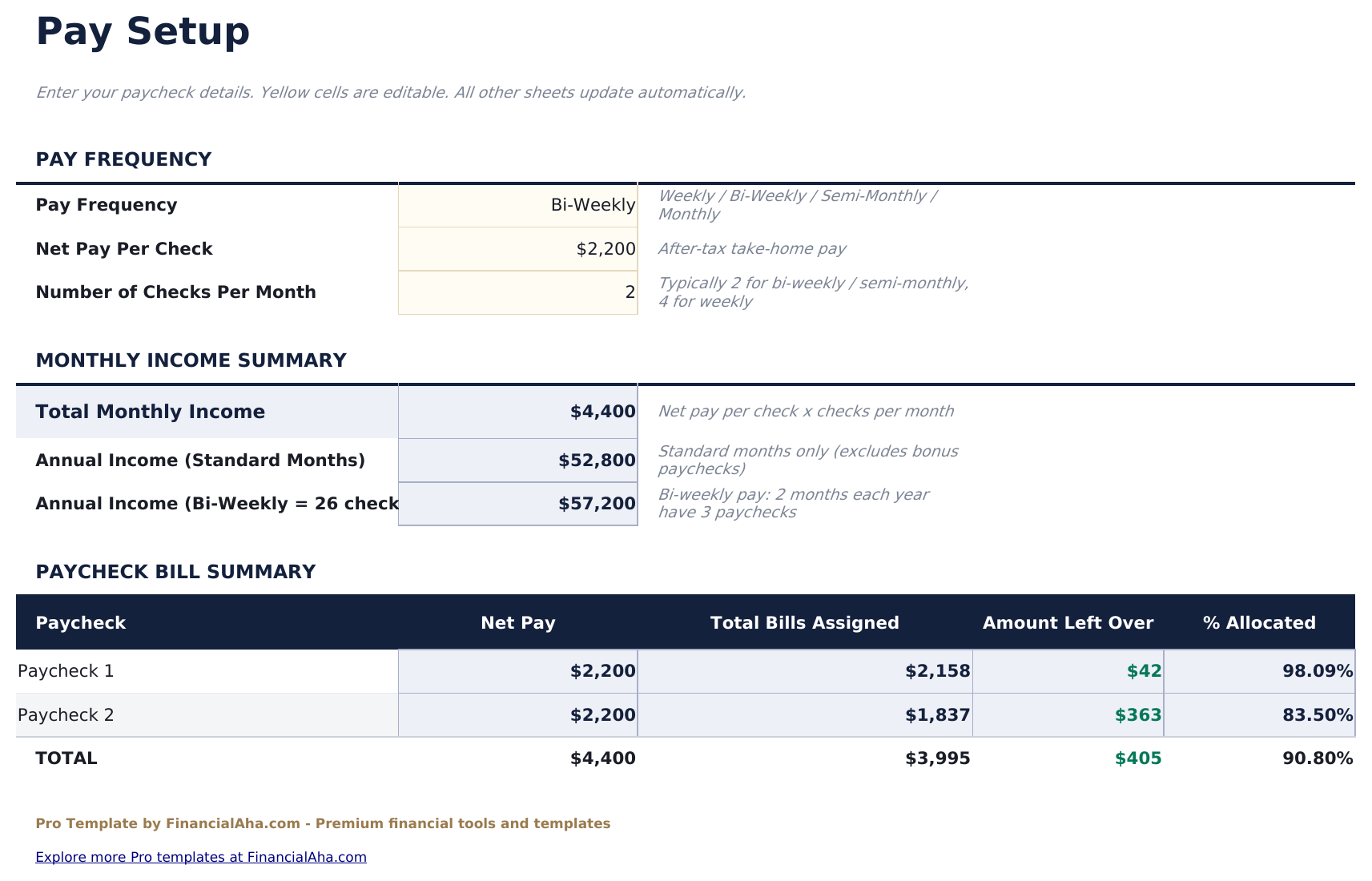 Paycheck Budget Pro - Pay Setup