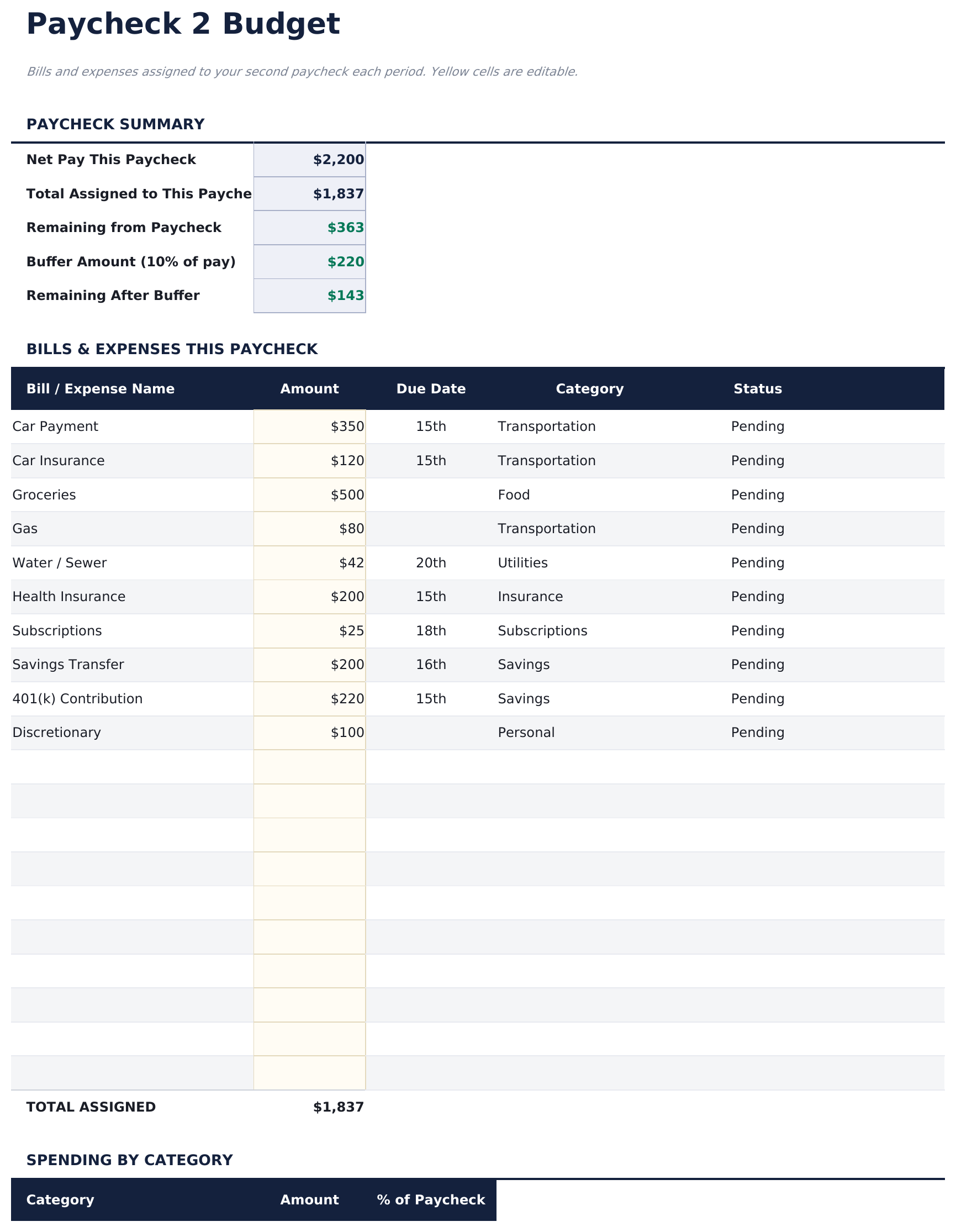 Paycheck Budget Pro - Paycheck 2