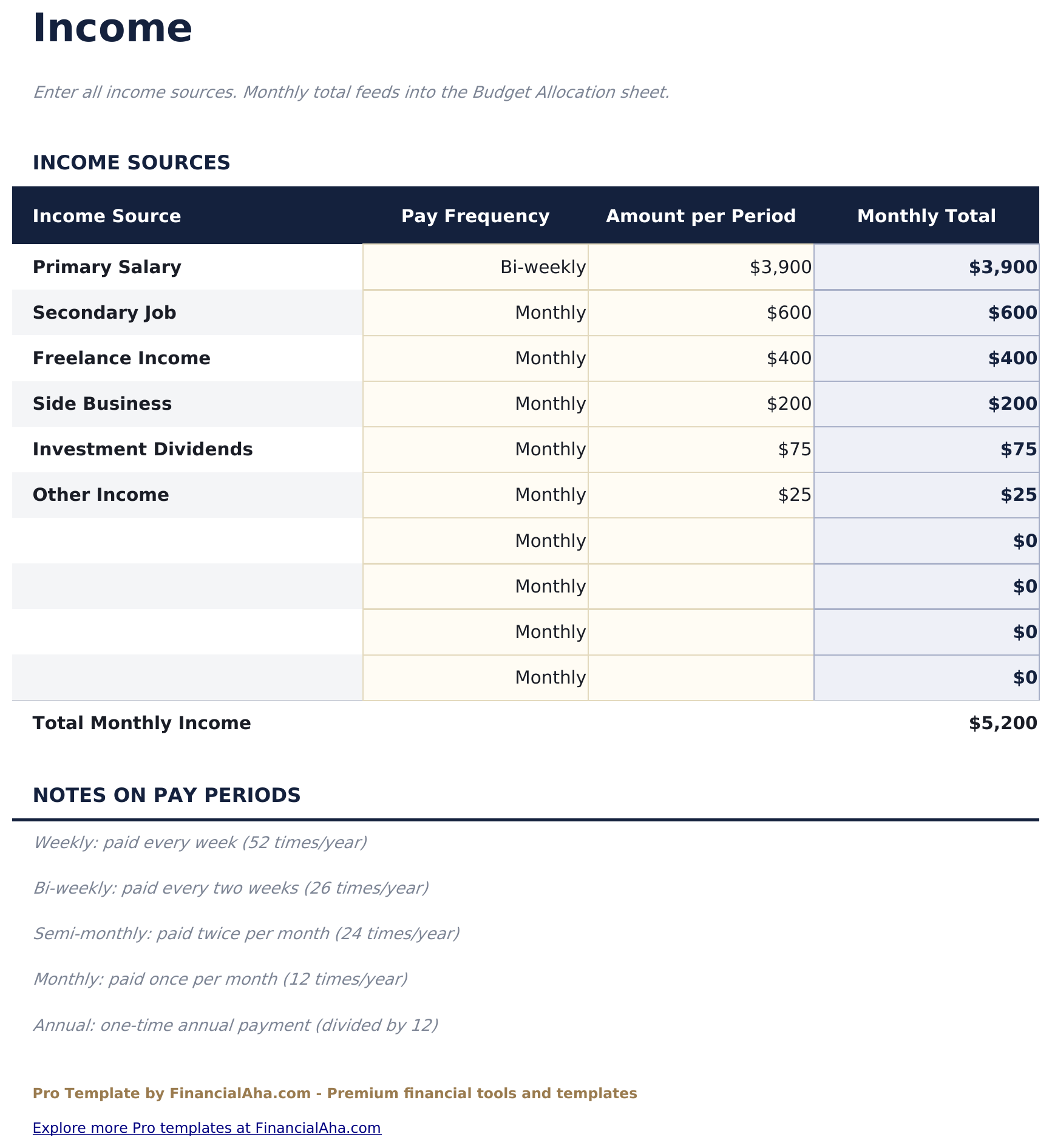 Zero-Based Budget Pro - Income