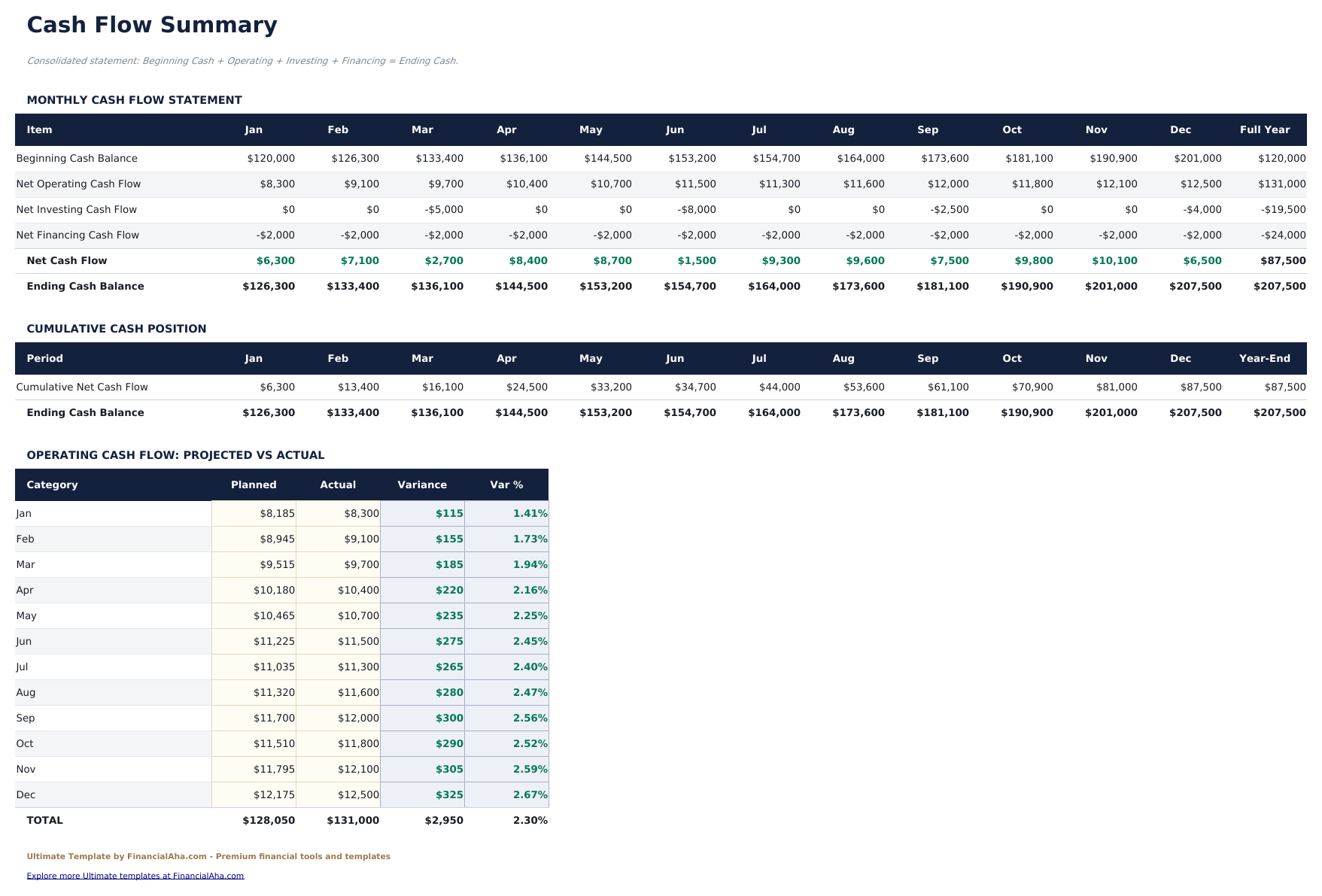 Cash Flow Statement Ultimate - Cash Flow Summary