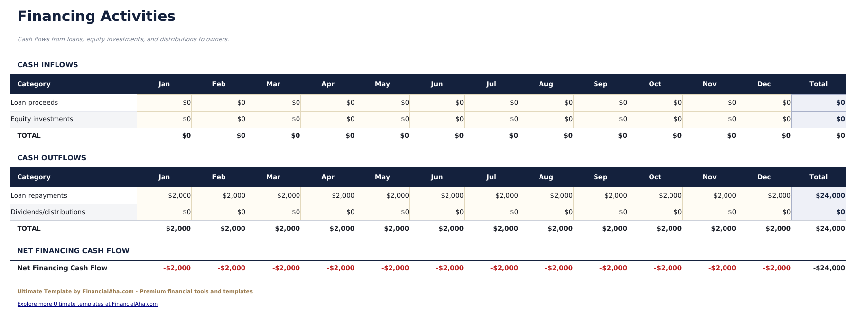 Cash Flow Statement Ultimate - Financing Activities