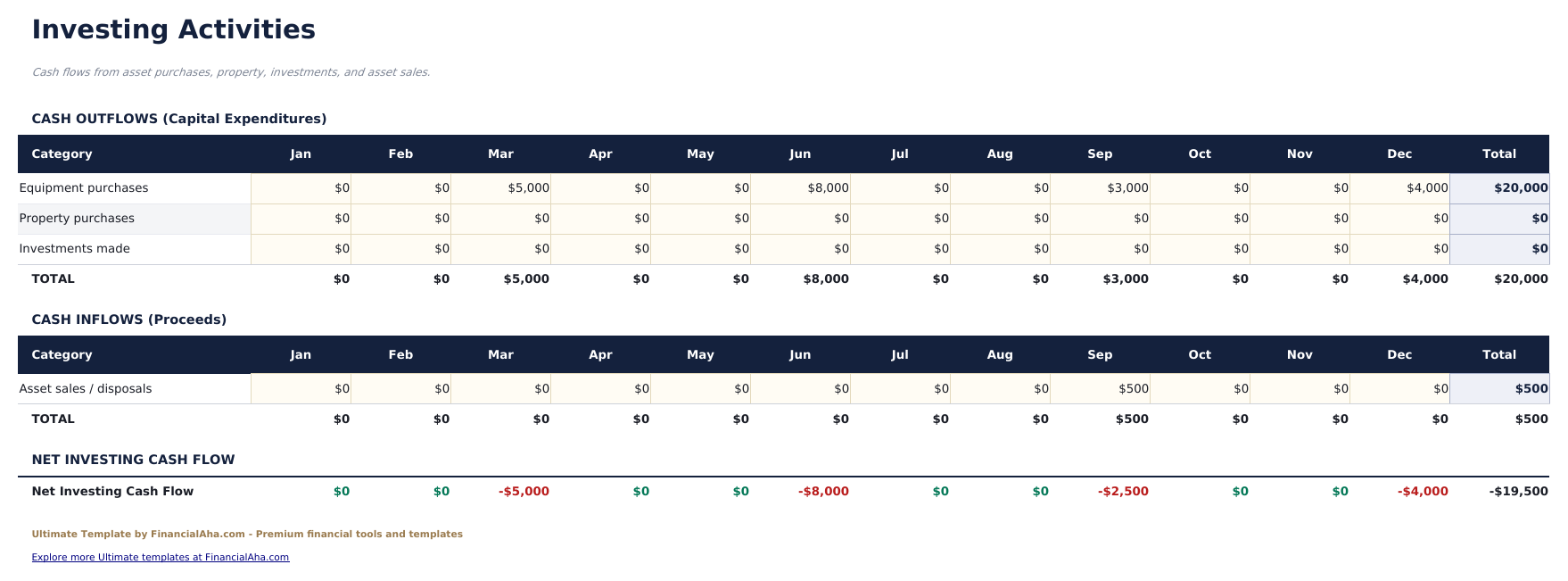 Cash Flow Statement Ultimate - Investing Activities