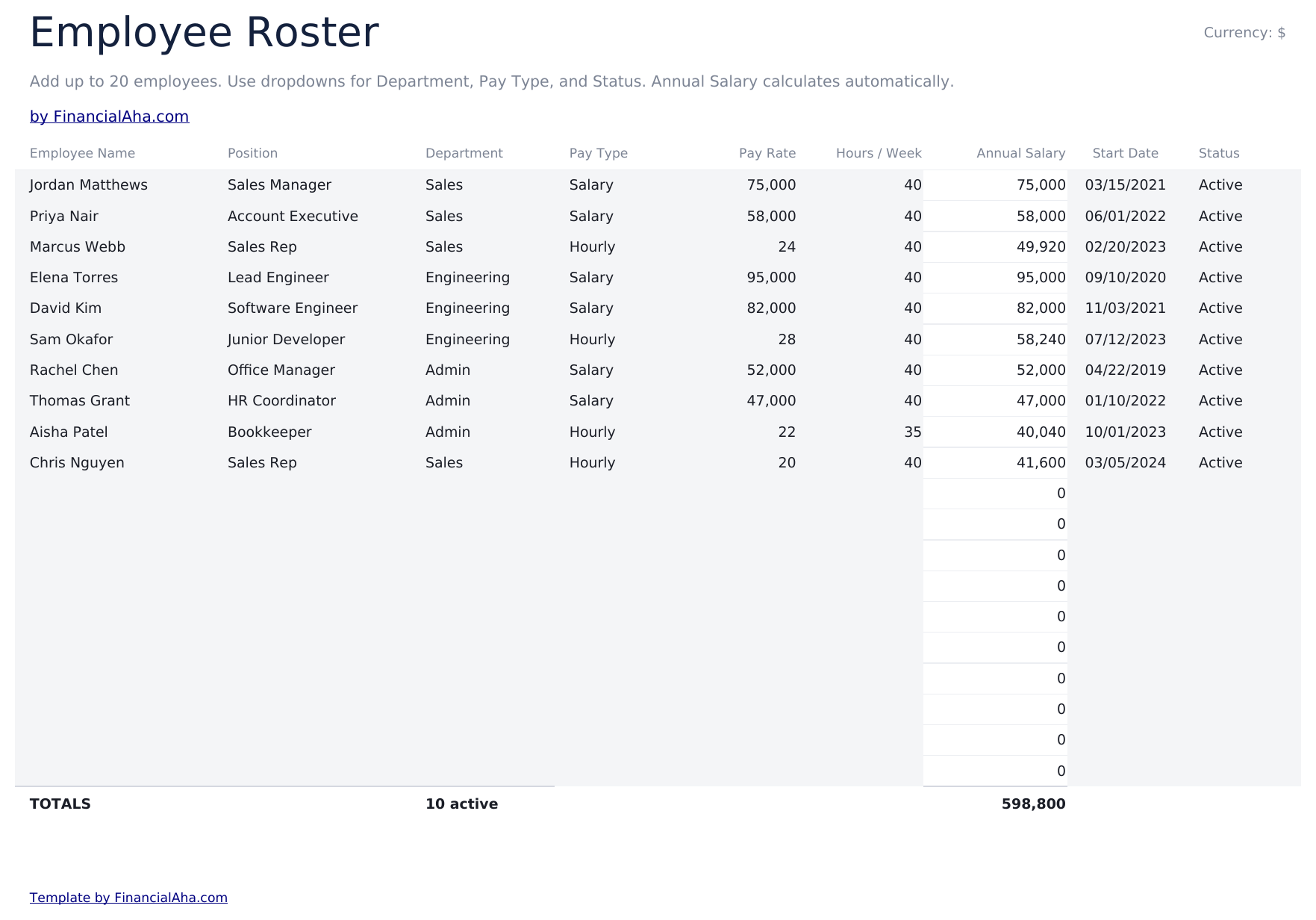 Employee Payroll Ultimate - Employee Roster