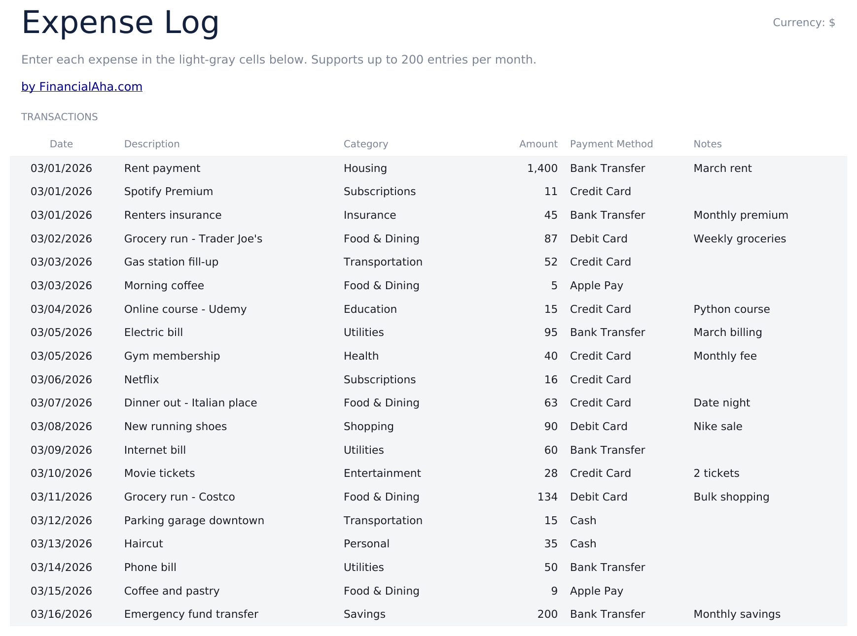 Expense Tracker Ultimate - Expense Log