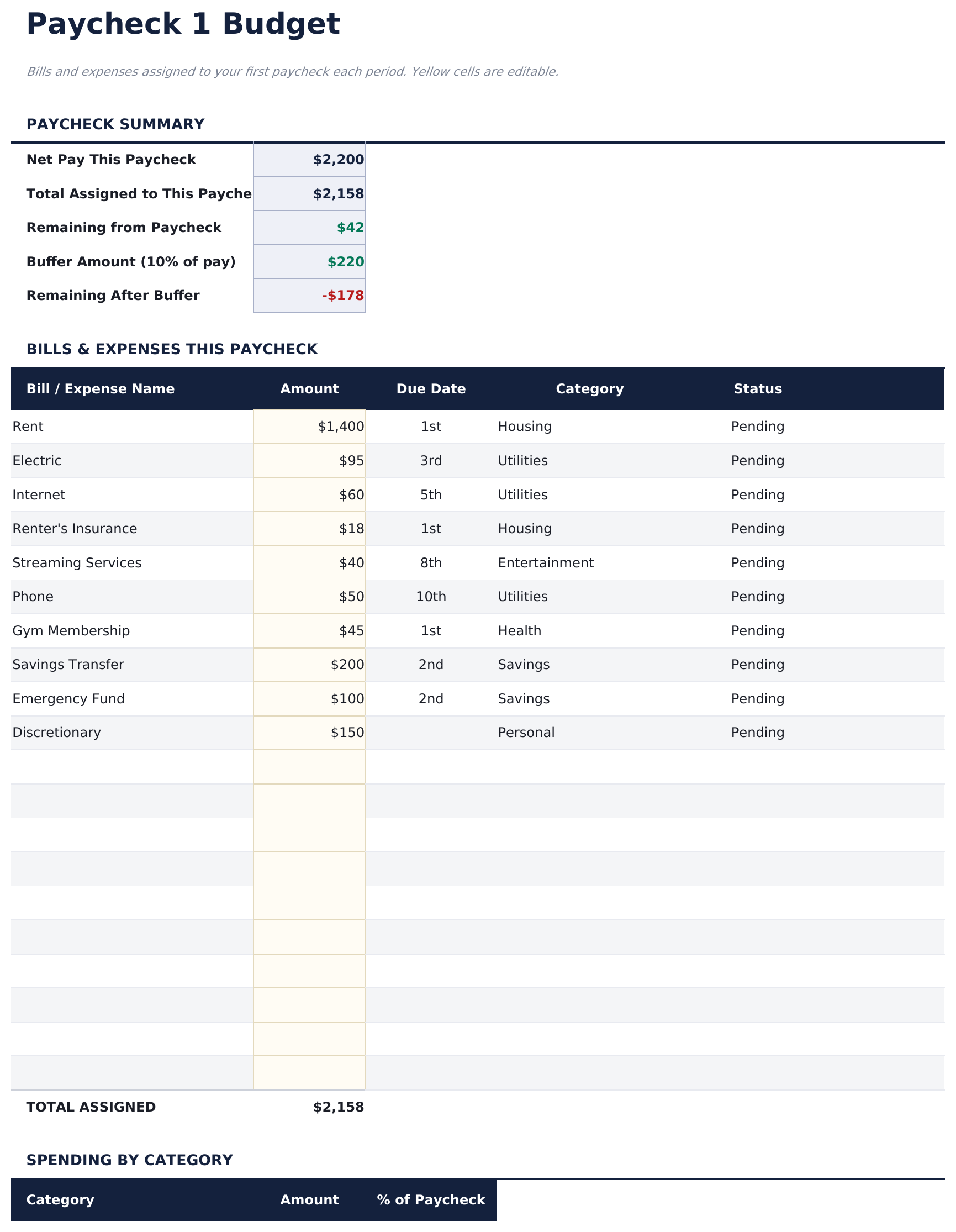 Paycheck Budget Ultimate - Paycheck 1